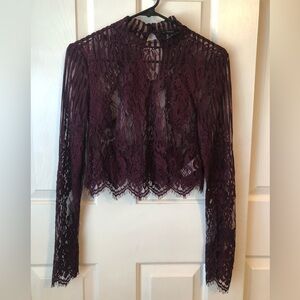 Forever 21 Lace Long Sleeve Blouse - Deep Purple